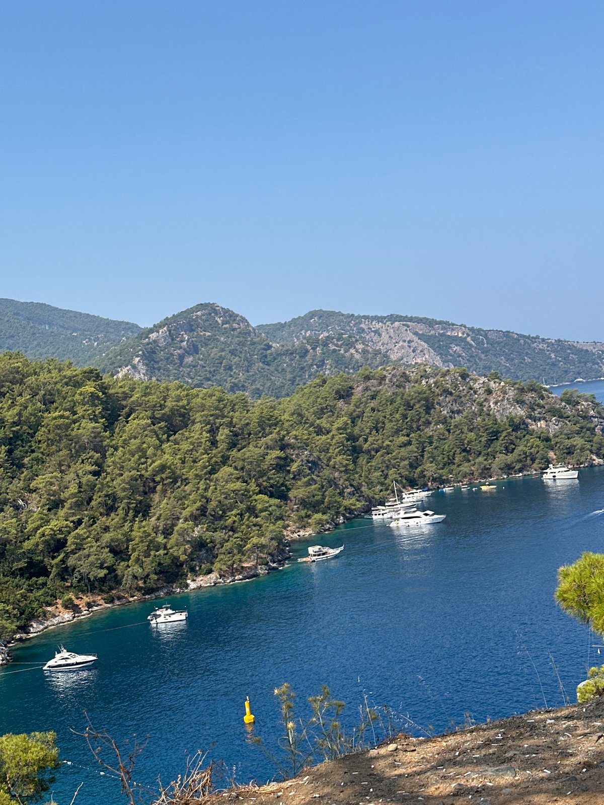 Yachts and blue bays along the Fethiye coastline