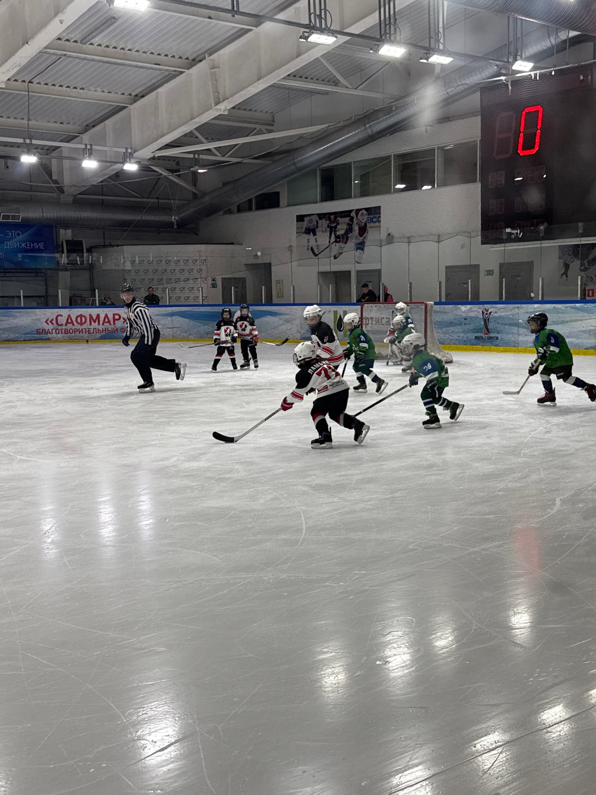 Hockey game underway in Izhevsk, Russia early morning
