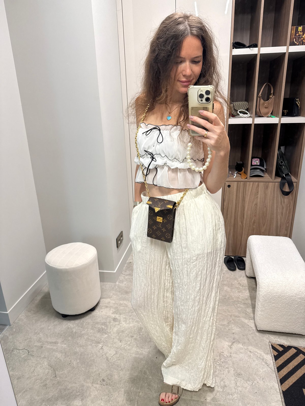 Woman takes selfie in Moscow dressing room