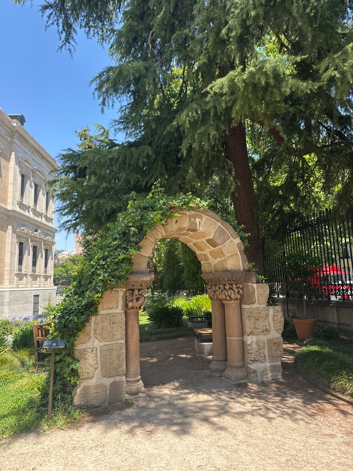 Sunny afternoon at Madrid's historic stone landmarks