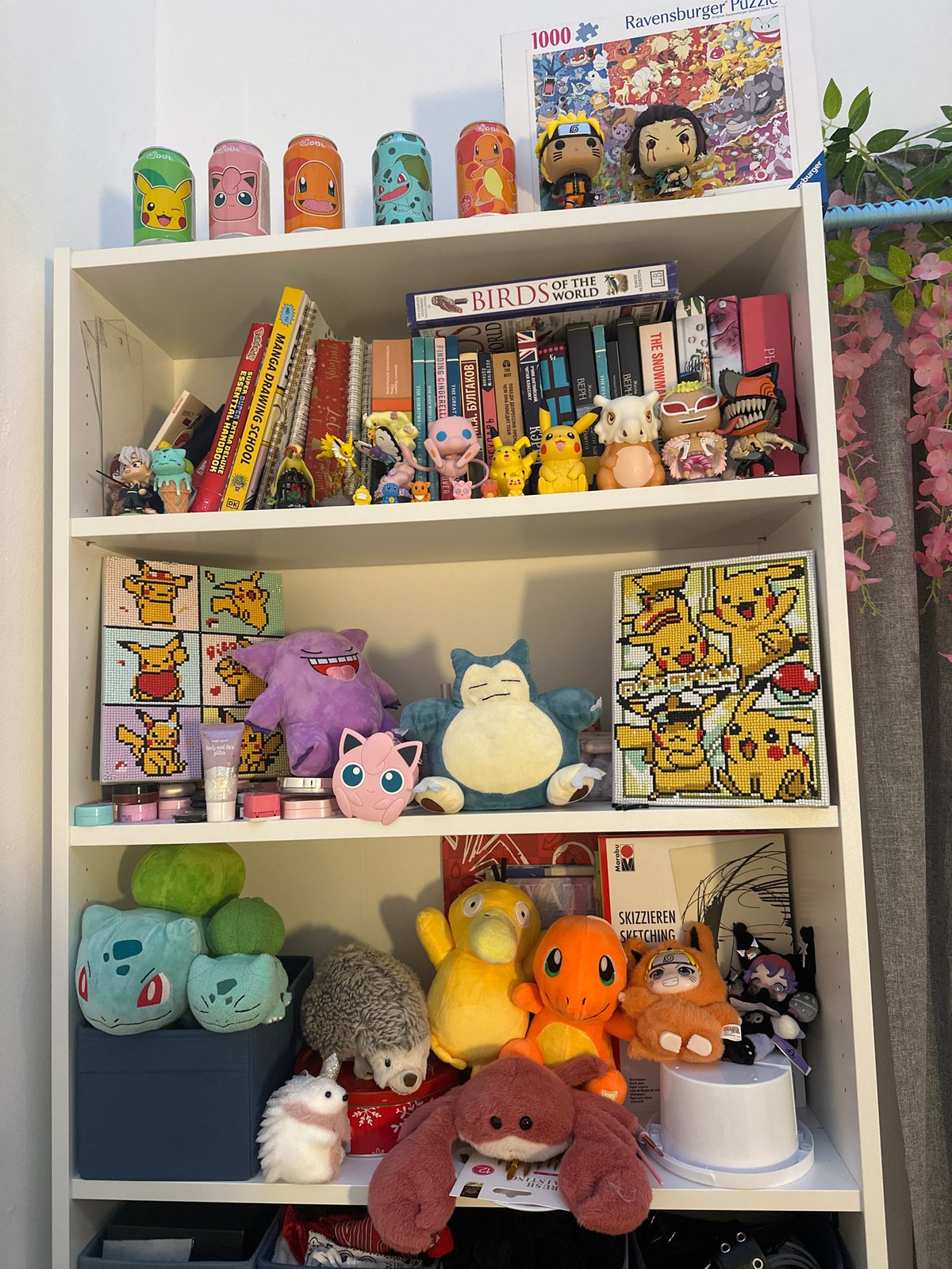 Ljubljana resident documents personal collection on white bookshelf
