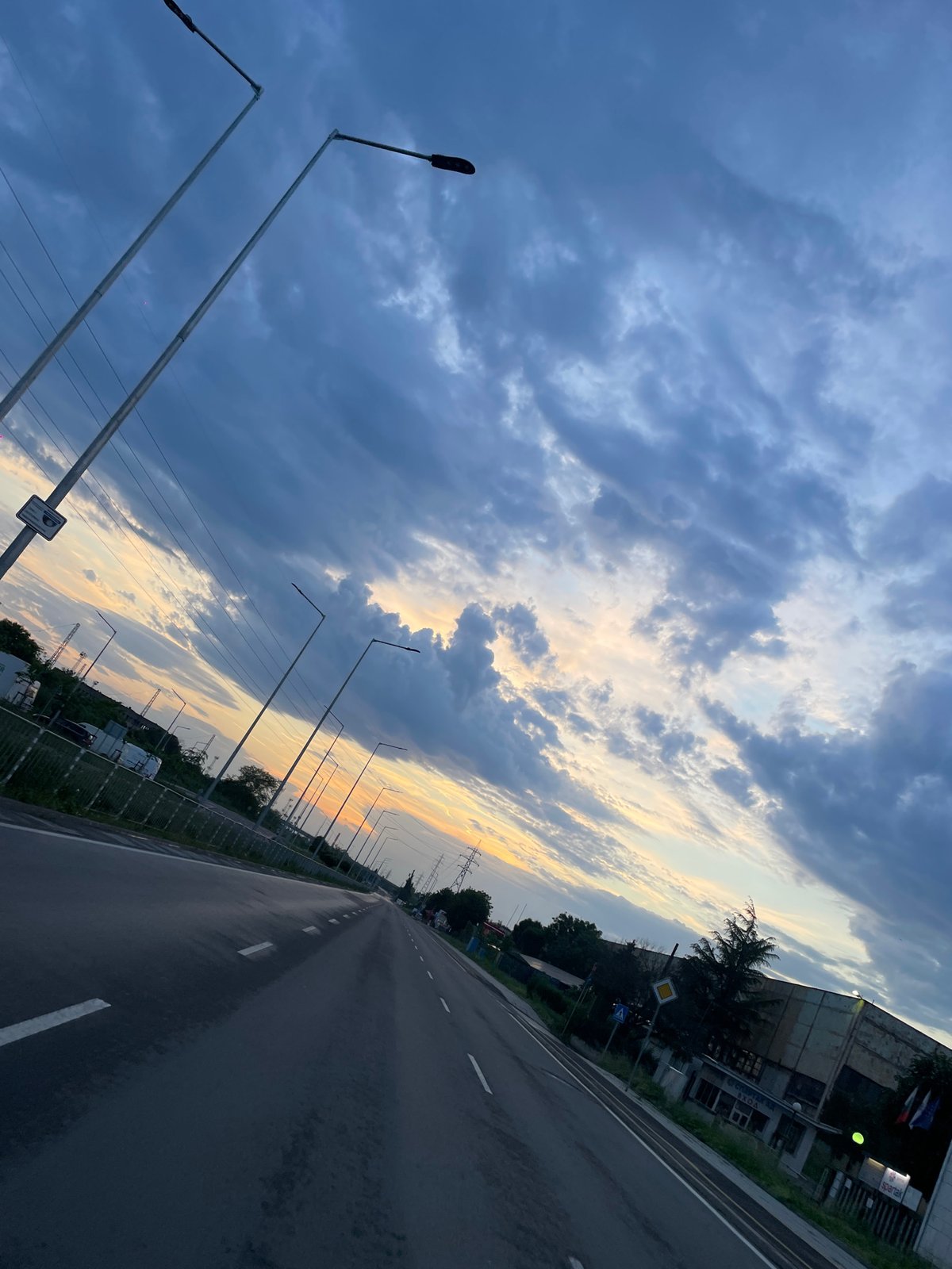 Evening drive through Burgas captured during dramatic sunset