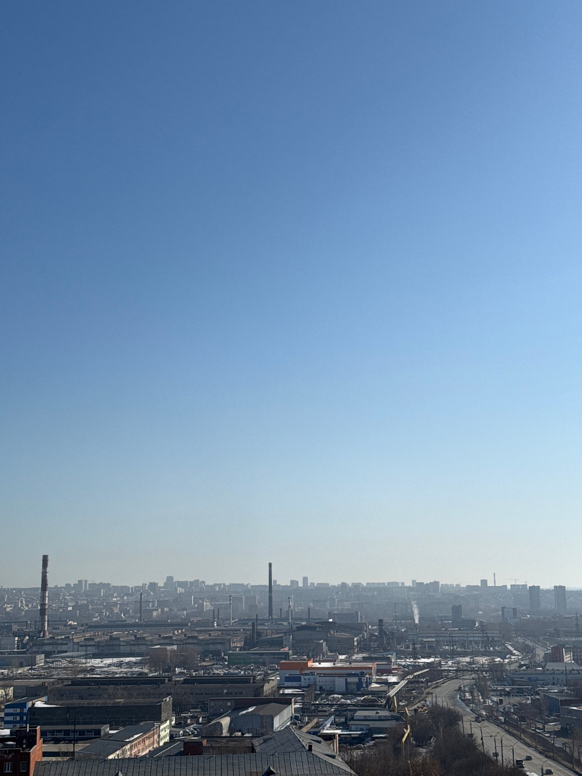 Aerial view captures Izhevsk industrial district from above