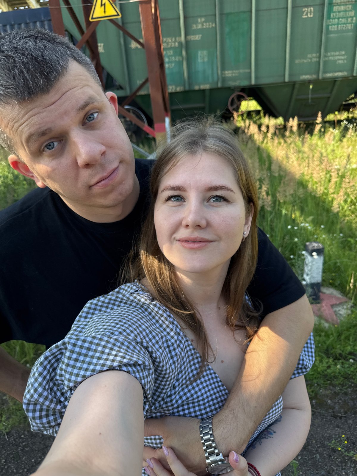 Informal photo session at a Perm freight rail yard