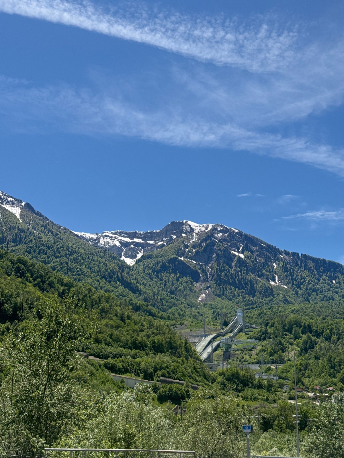 Mountain landscapes documented in Estosadok, Russia under clear skies