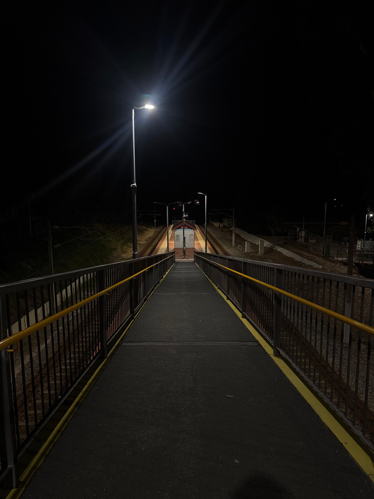 Nighttime documentation at Bassendean train station, Australia