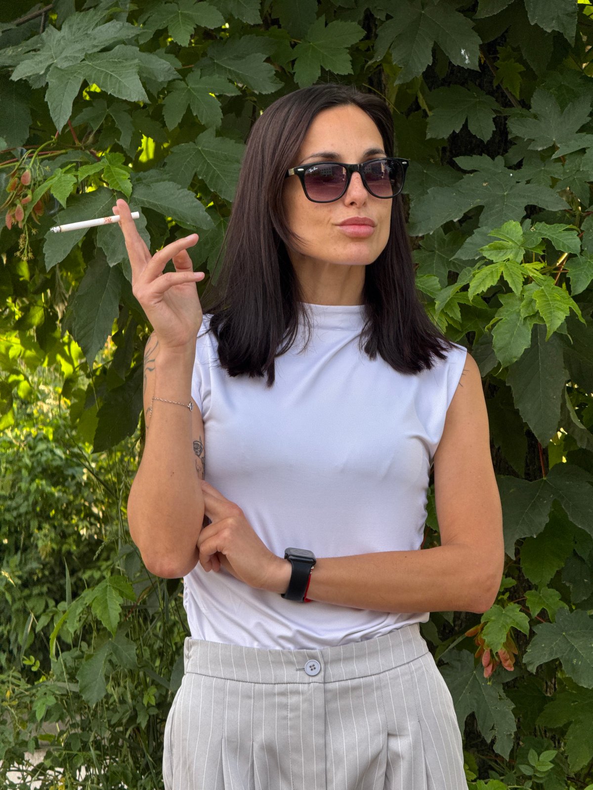 Woman poses for outdoor photos in Pleven, Bulgaria