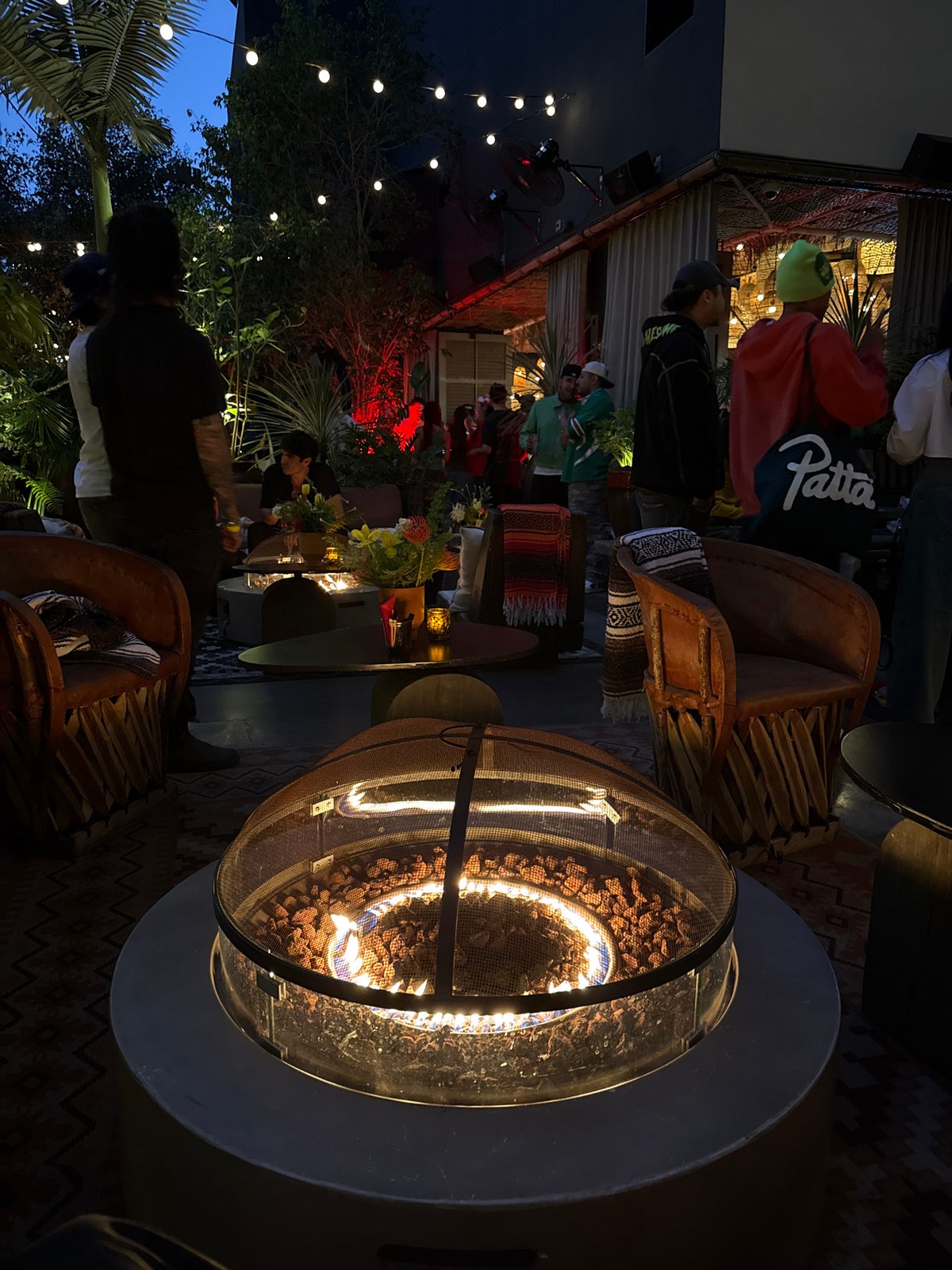 Pride month evening at a festive LA outdoor bar