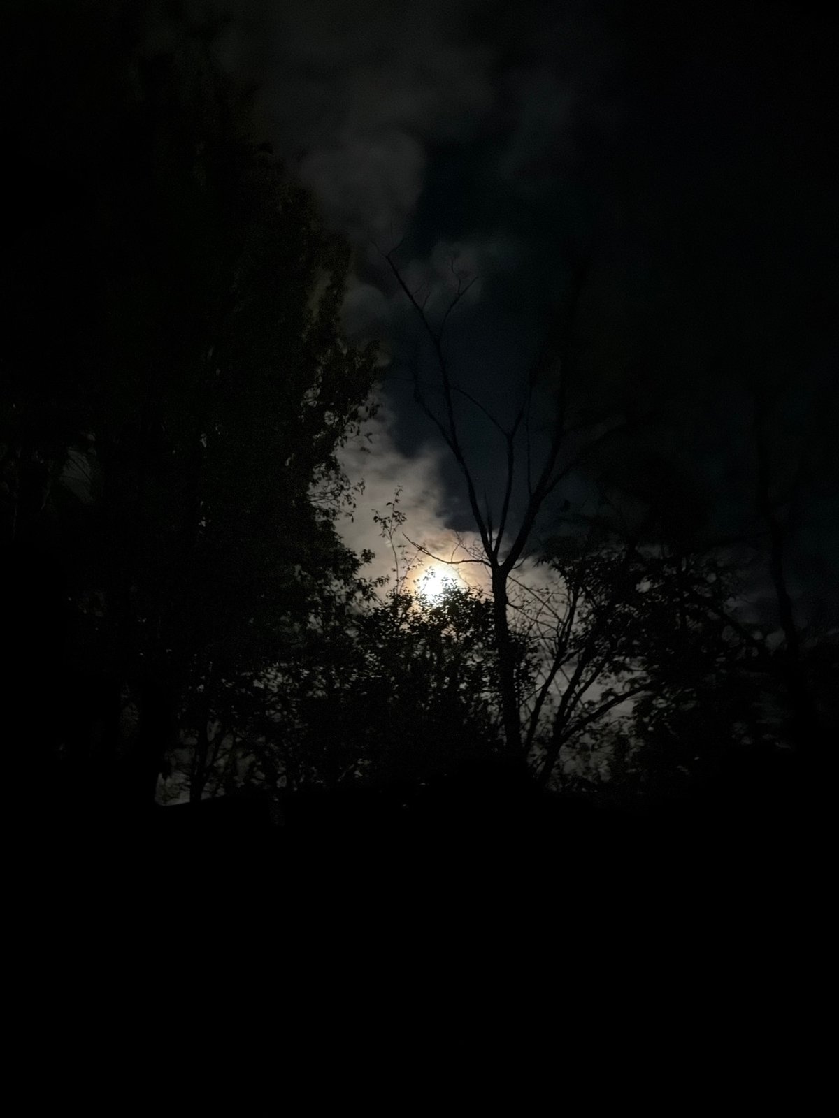 Moonlight captured through clouds in Gyumri park