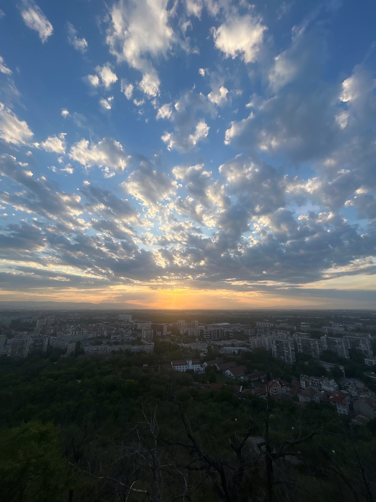 Sunset views captured from Plovdiv hilltop, railway tunnel documented