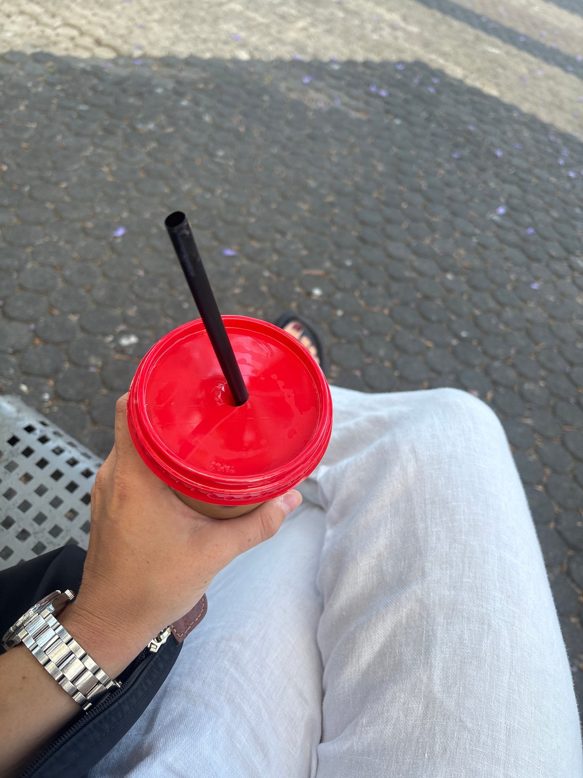 Morning coffee hangout in Tel Aviv, COMA cups and all