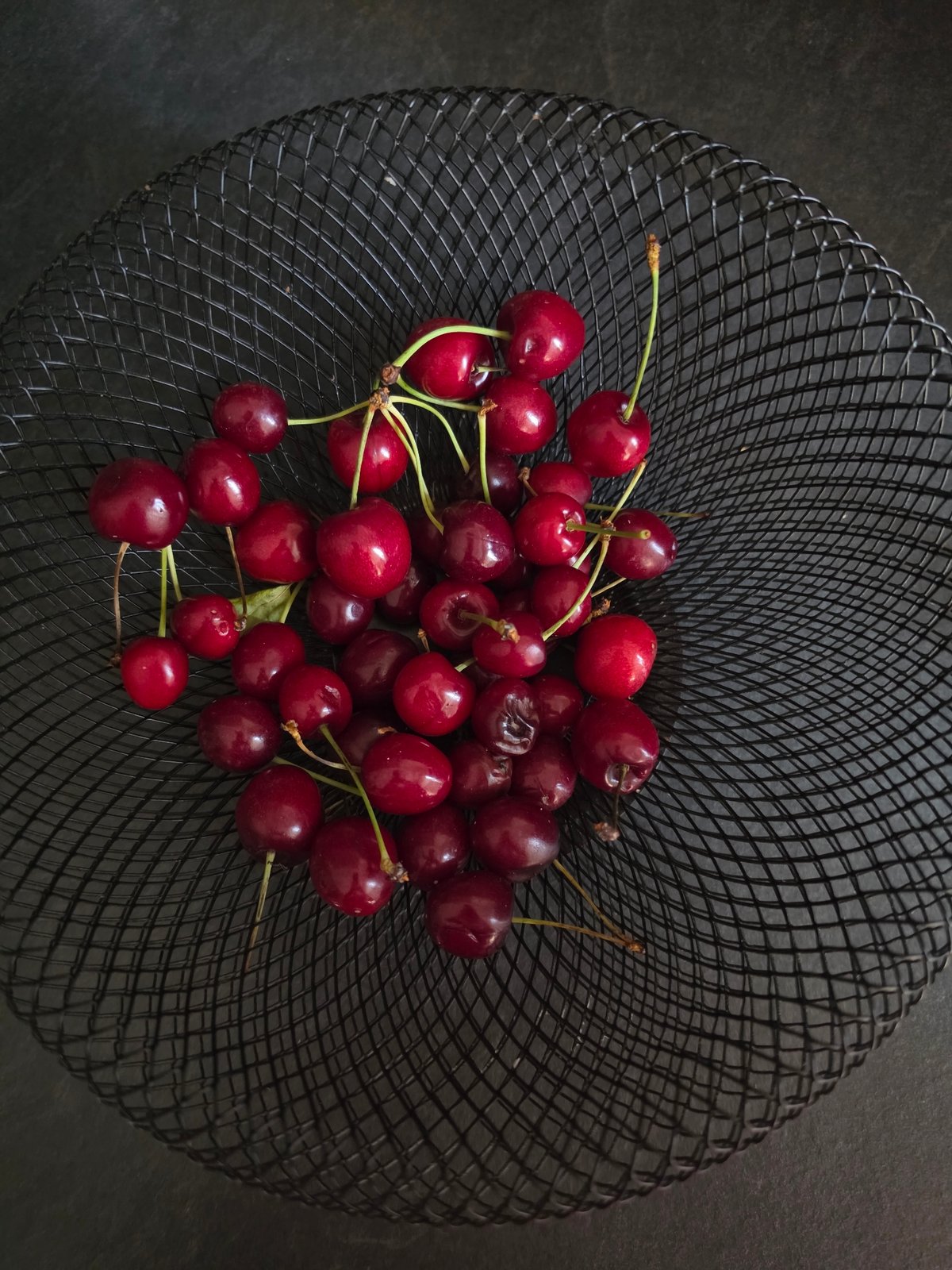 Coffee, cherries, and cartoons on a slow morning in