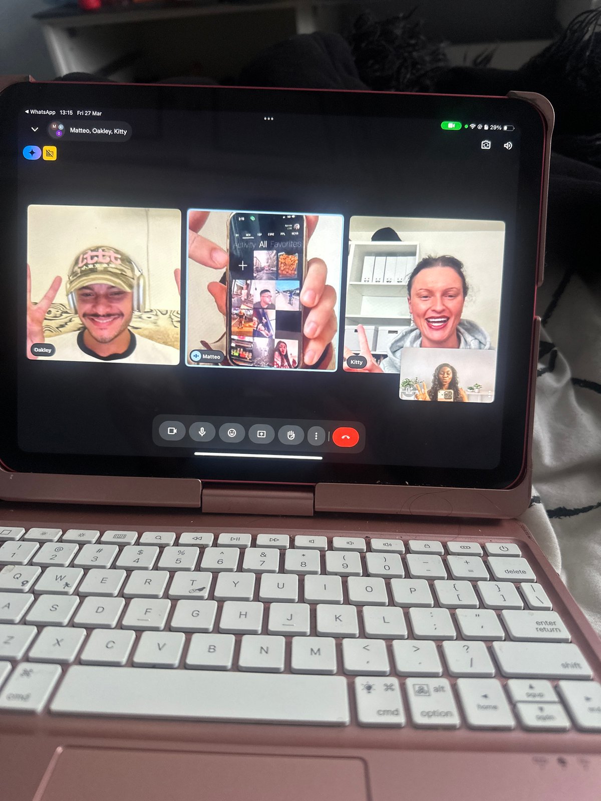 iPad video call documented in Basildon home setting