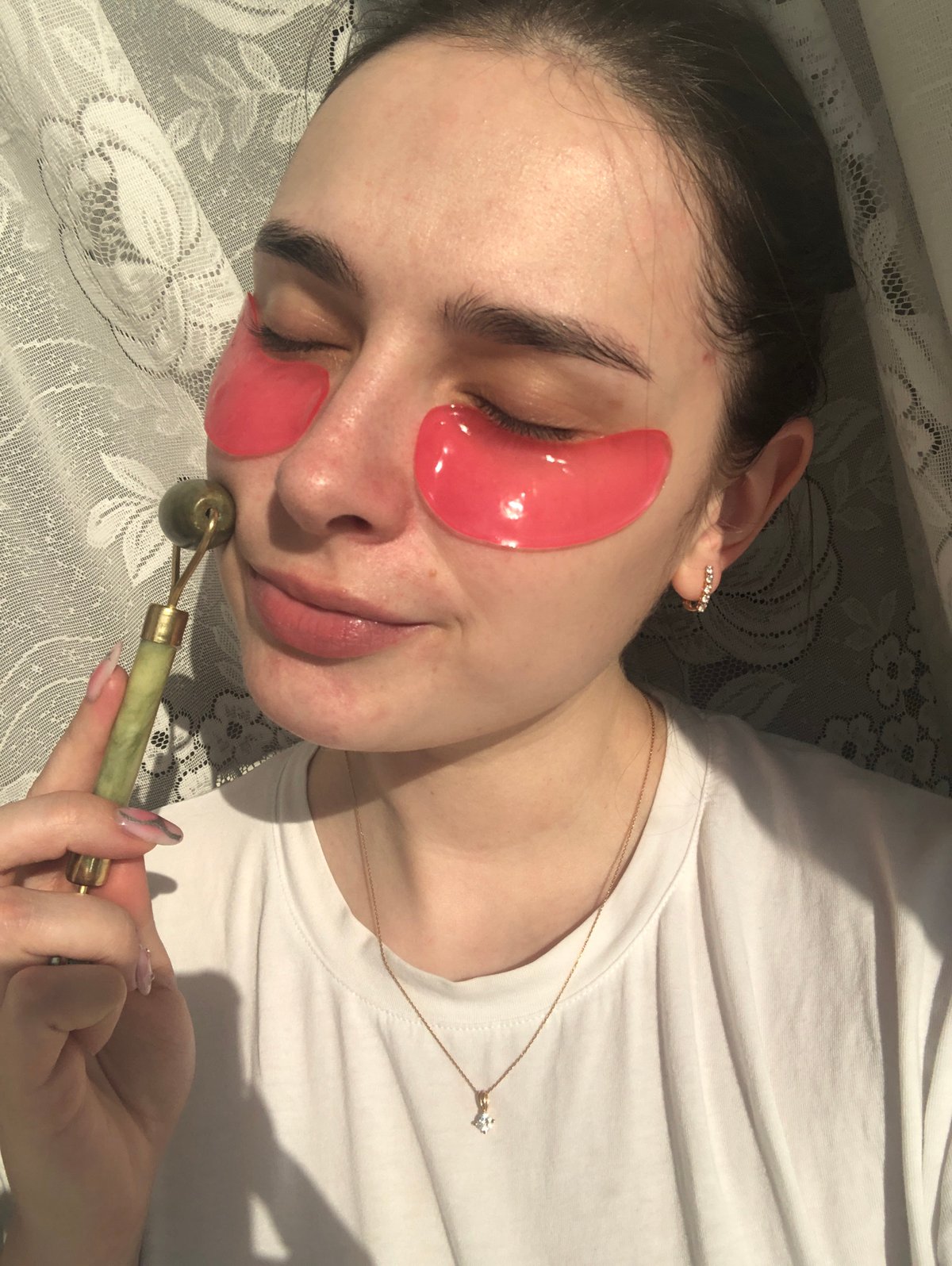 Woman documents self-care routine with face masks in Noviy