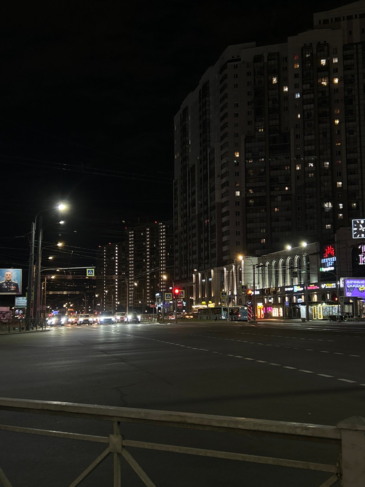 Evening street scenes captured across central Saint Petersburg