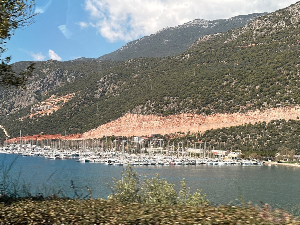 Marina and mountain landscape observed in Kaş, Turkey