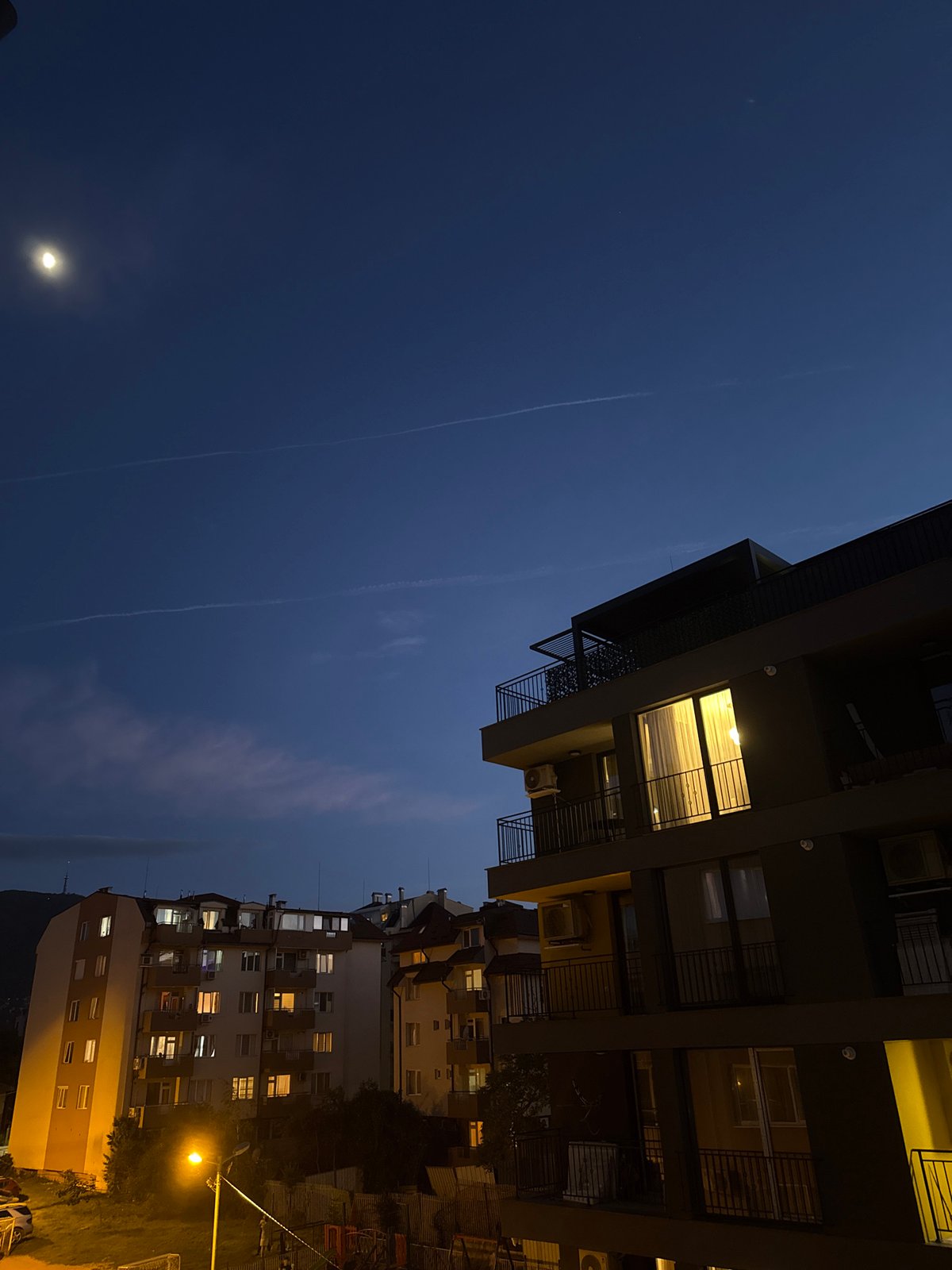 Twilight skyline captured over Sofia, Bulgaria at dusk