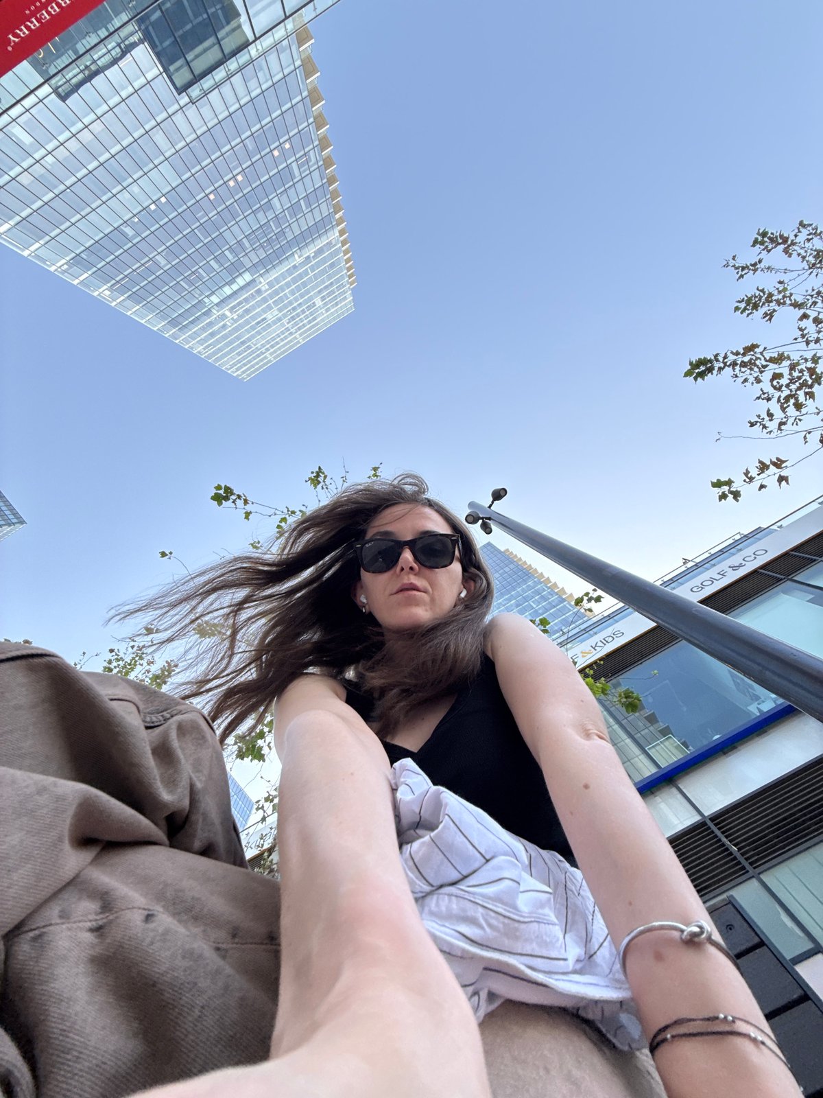 Person takes upward selfie in Petah Tikva