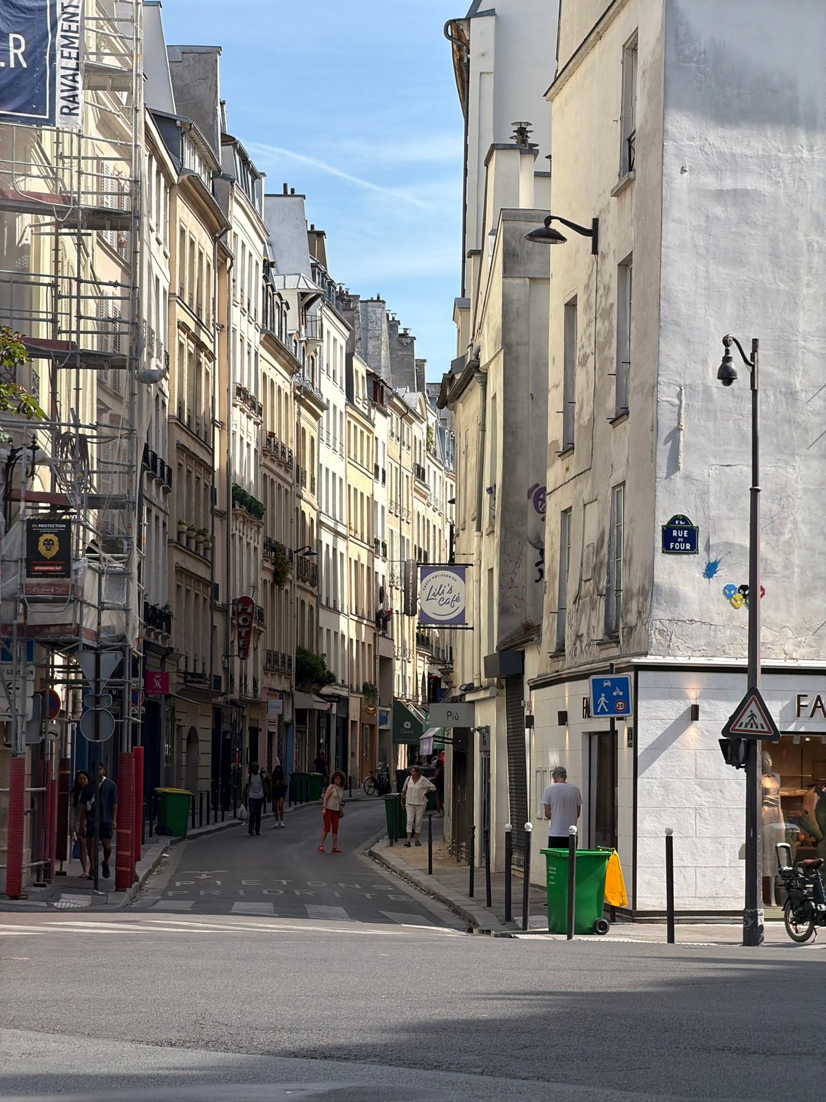 Sunny morning on classic Haussmannian streets in Paris