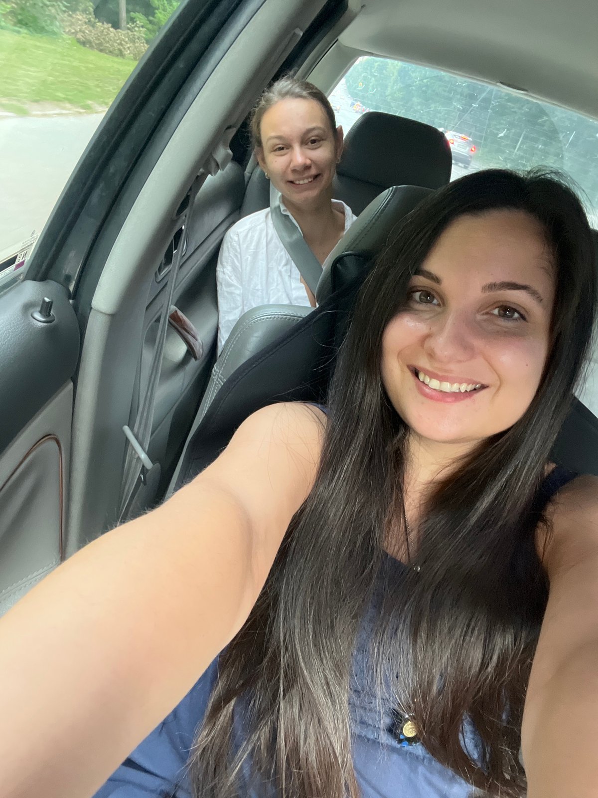 In-car selfie moment on a July afternoon in Sofia