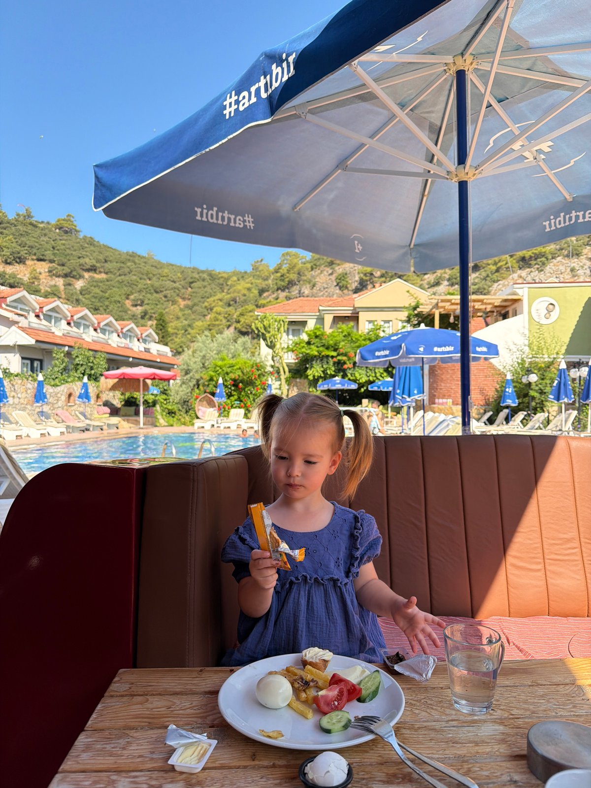Snack time at an outdoor café in Fethiye