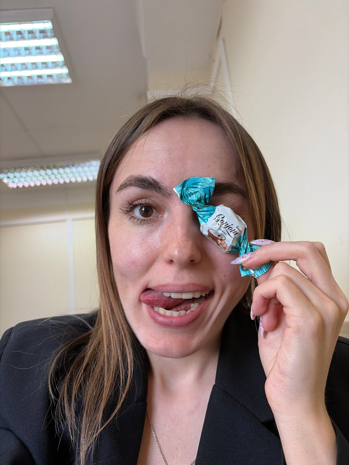 Women photographed with candy in Izhevsk, Russia