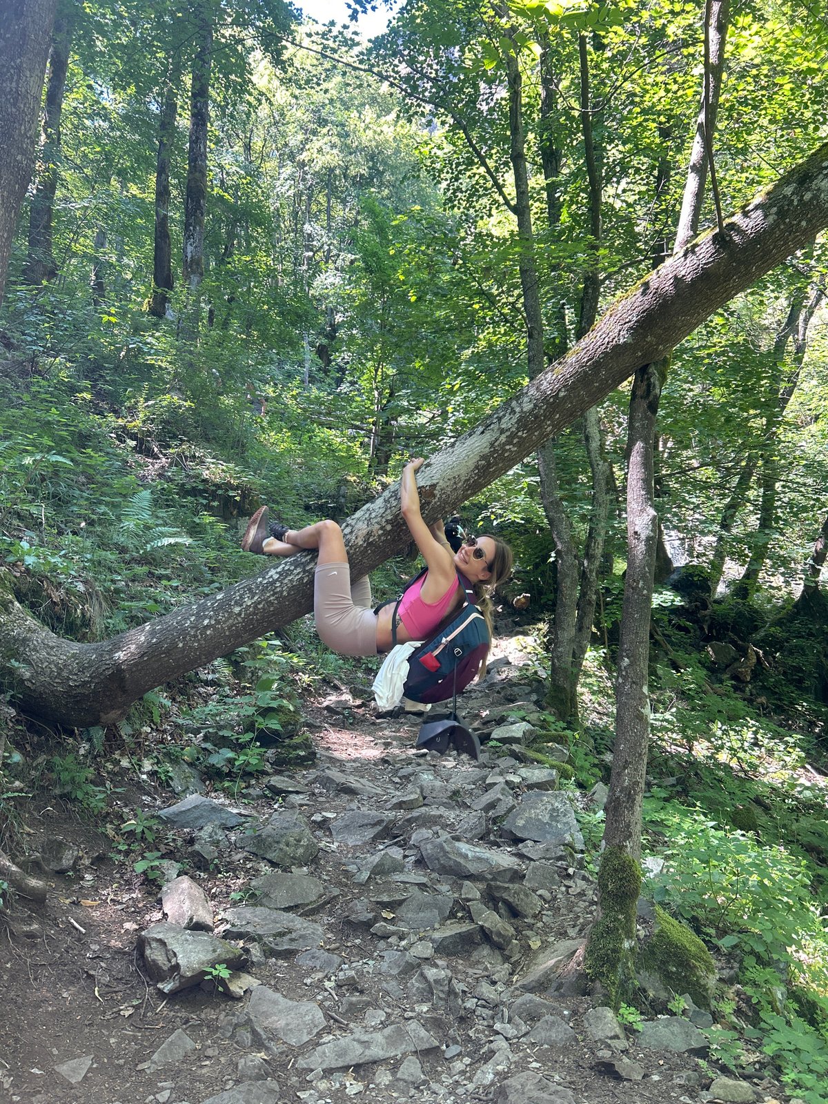 Waterfall hike on a rocky forest trail near Sofia