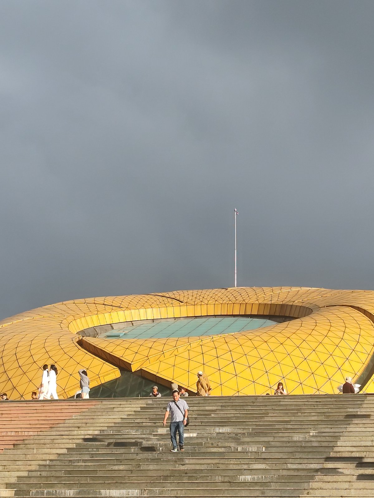 Street performers and visitors fill Da Lat's Cultural House plaza