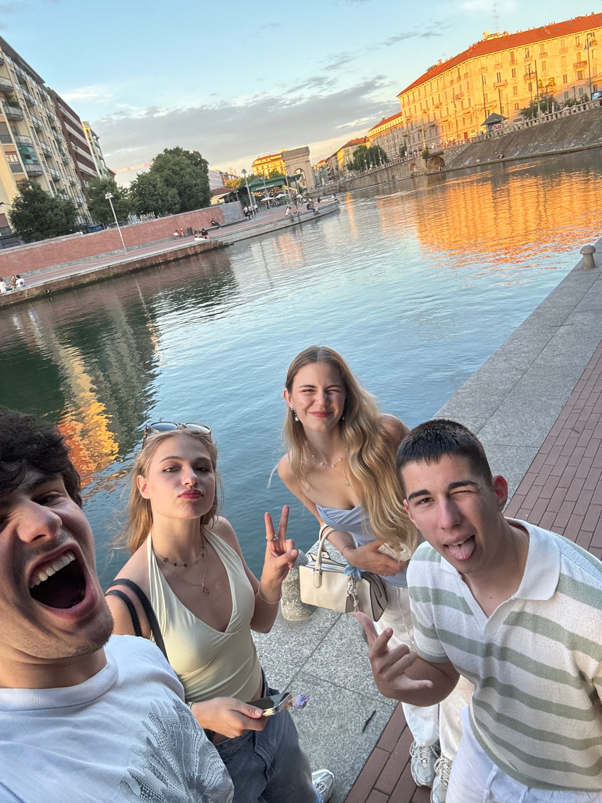 Golden hour along Milan's Naviglio Grande canal