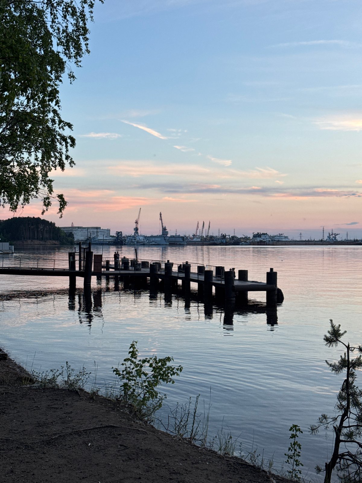 Sunset evening documented along Kama River in Chaikovsky, Russia
