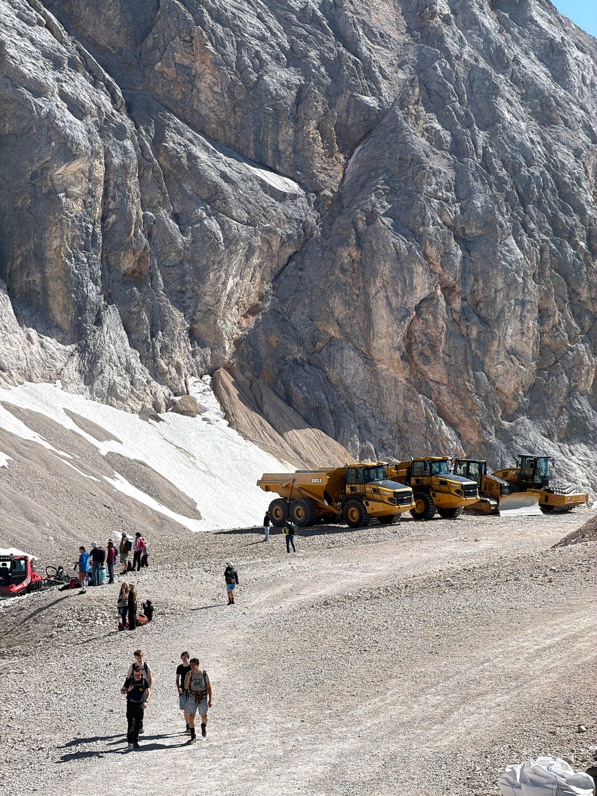 Eroded rock face and snowpatches in the Bavarian Alps