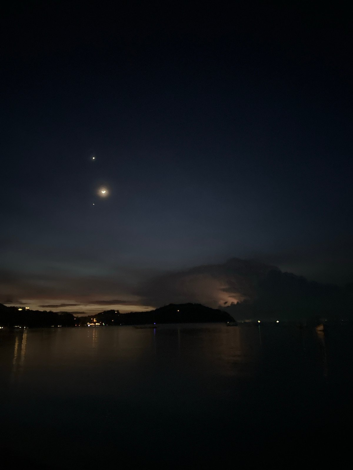 Twilight on Koh Phangan: bay, boats, and beach at dusk