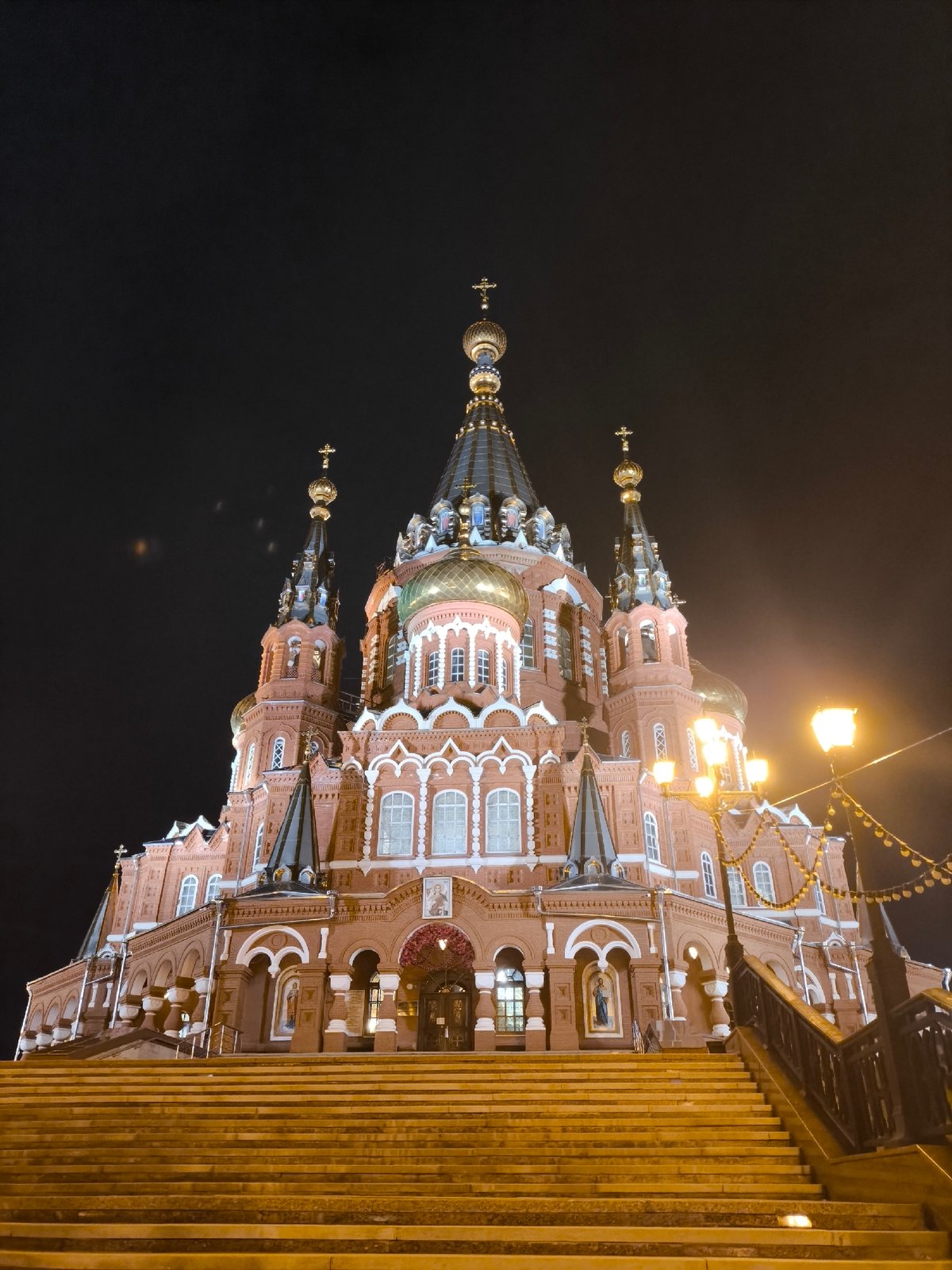 Nighttime documentation of illuminated landmarks across central Izhevsk, Russia