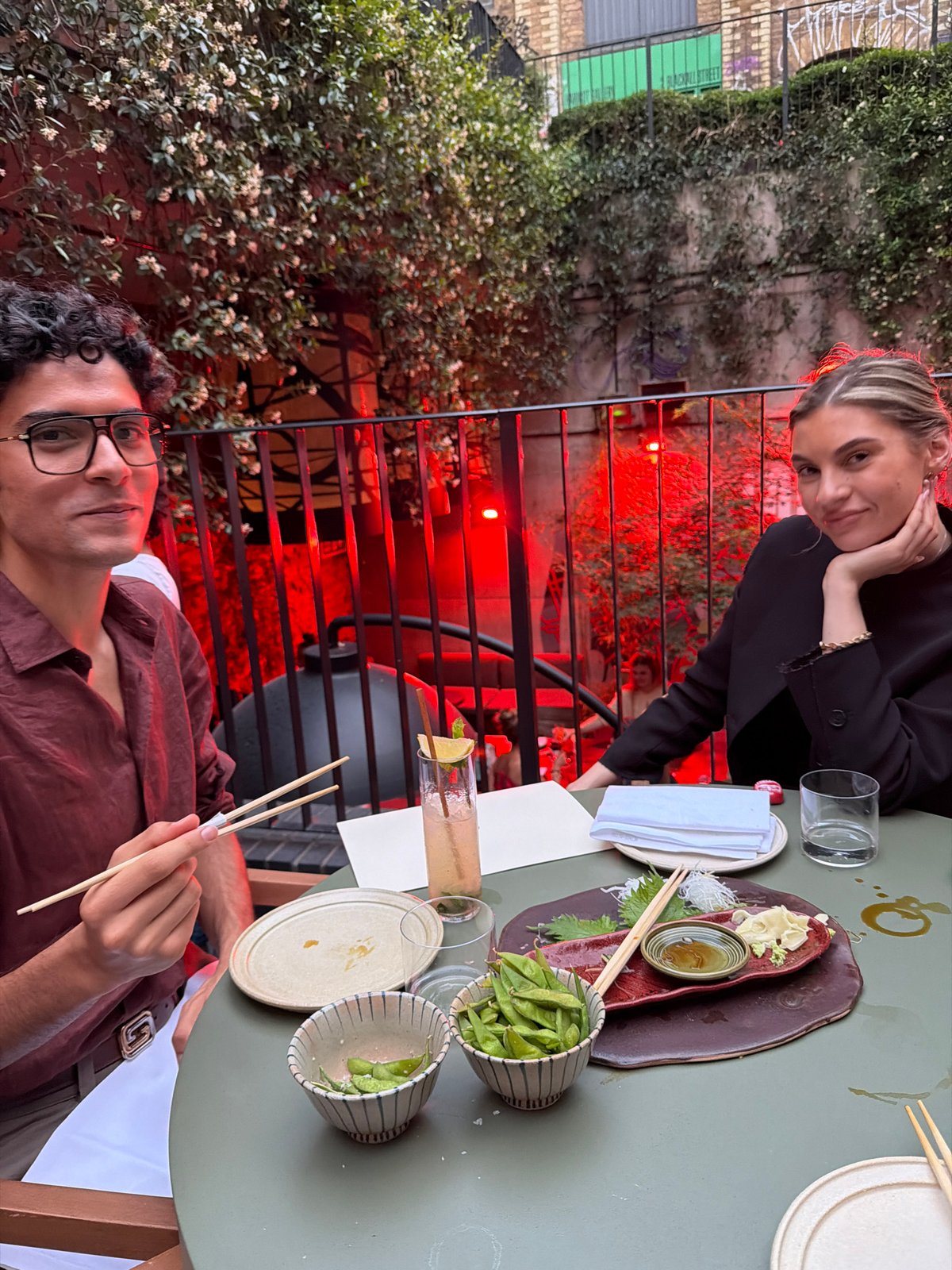 Outdoor dining in London on a July evening