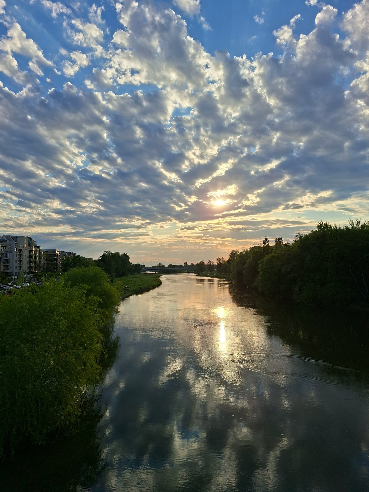 Sunset view captured along Maritsa River in Plovdiv, Bulgaria