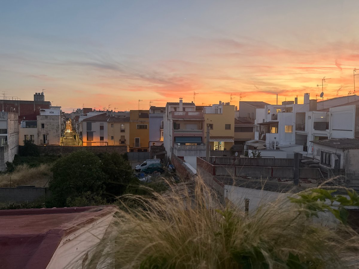 Sunset from a Vilanova i la Geltrú terrace, city views and downtime