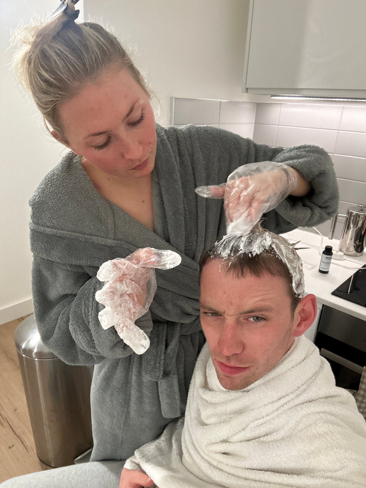 Home hair treatment session documented in London