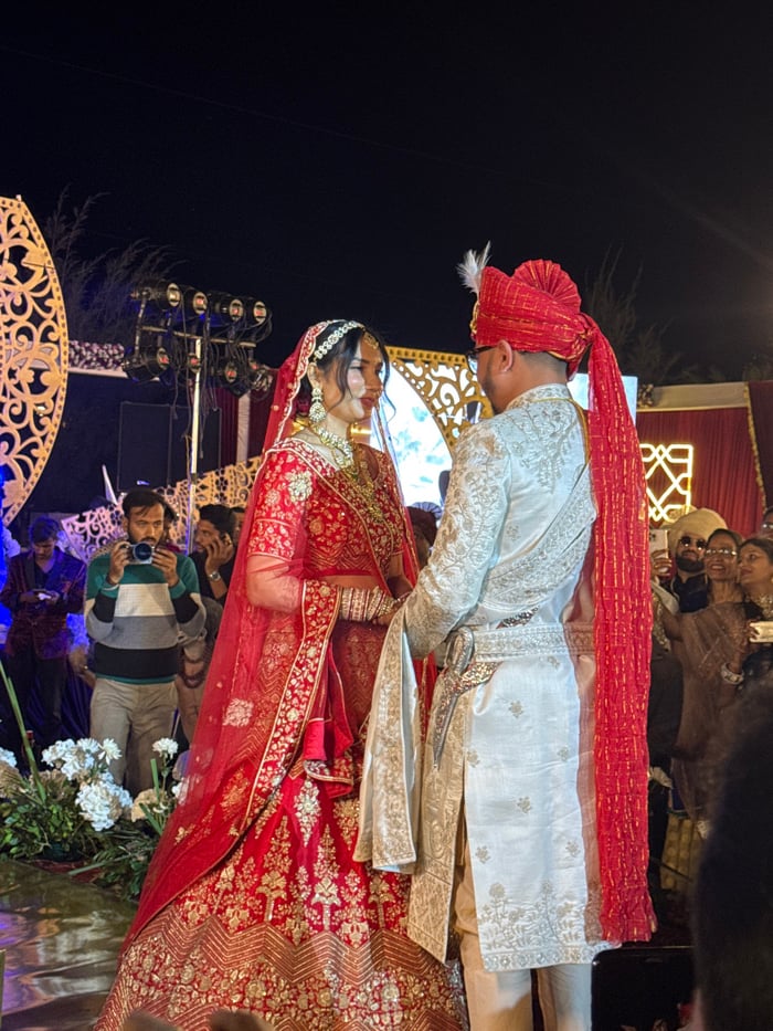 Traditional Indian wedding celebration with fireworks in Rajasthan