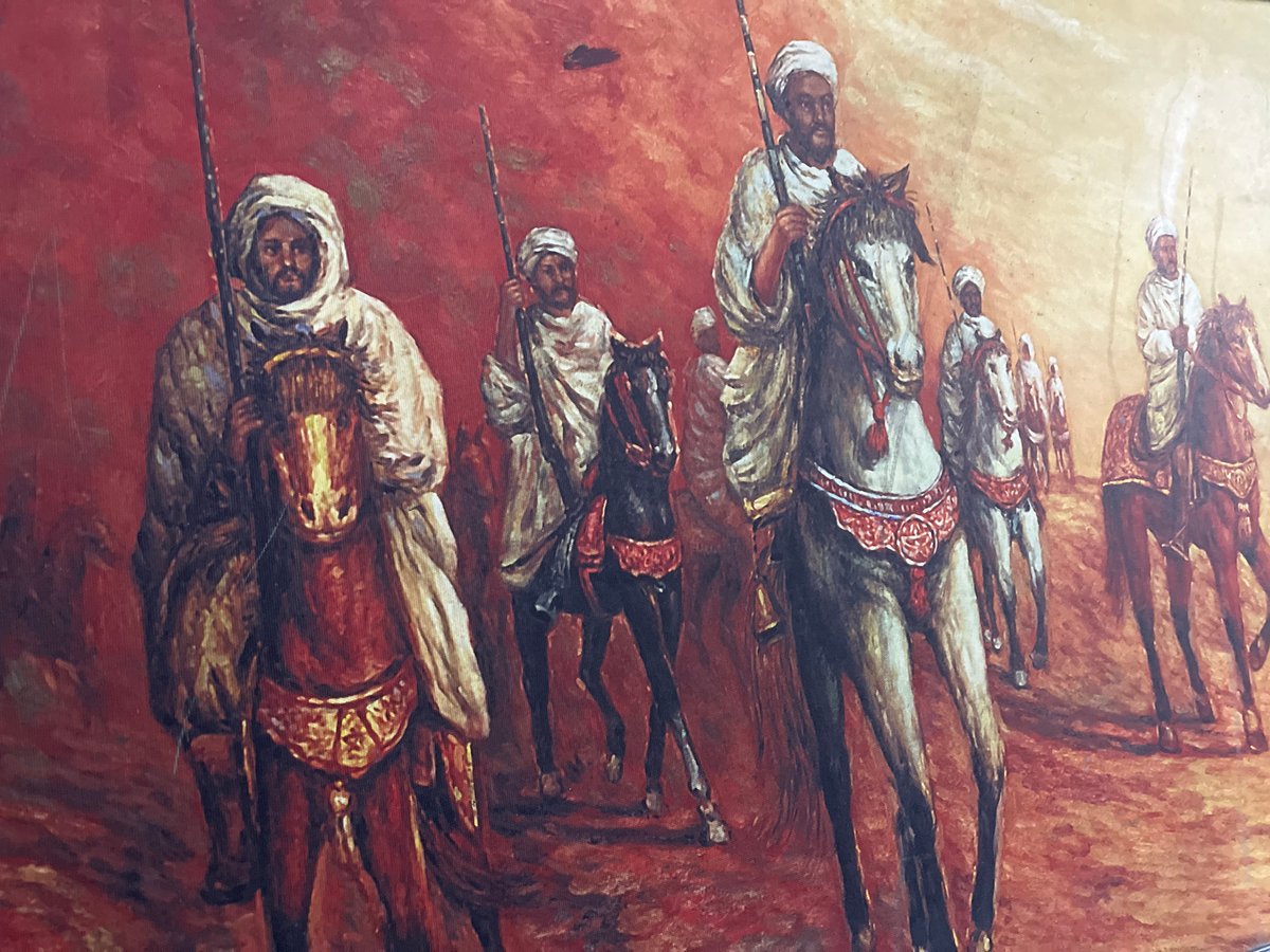 Traditional North African horsemen painting observed in Safi, Morocco