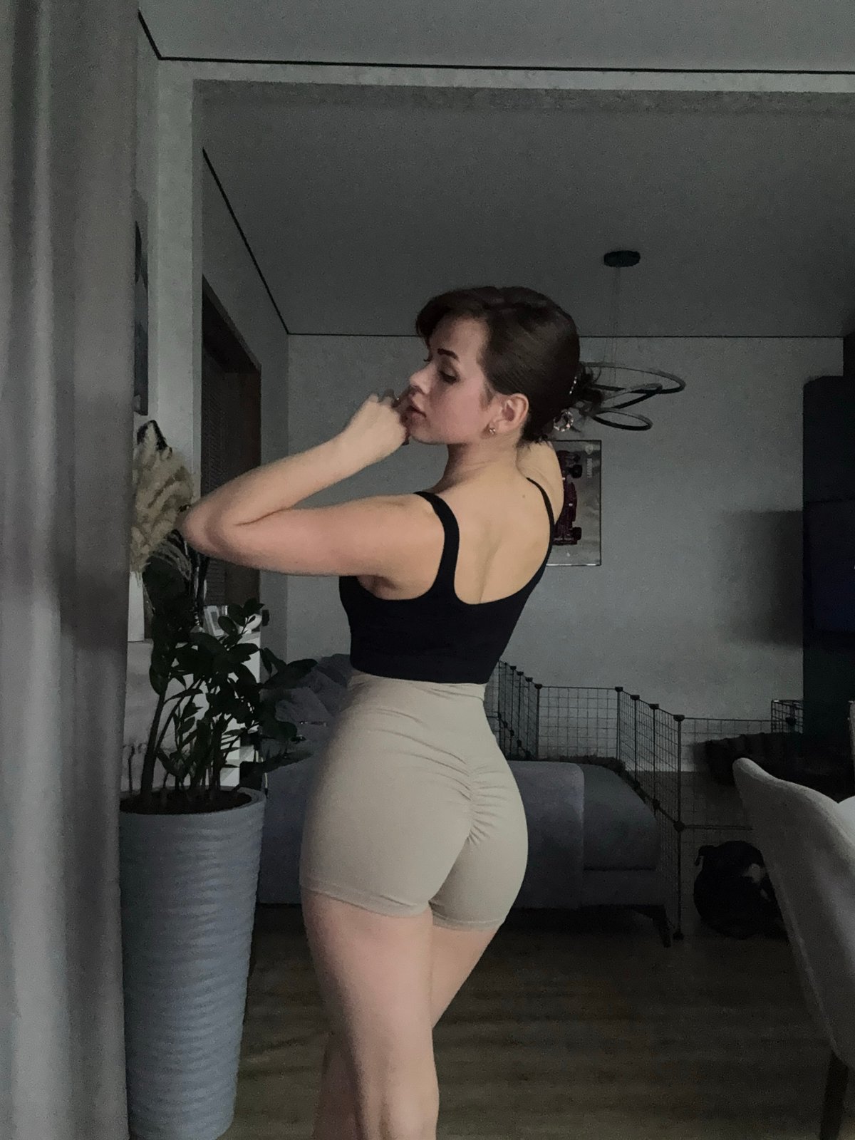 Woman exercises, takes selfies during workout in Russian village