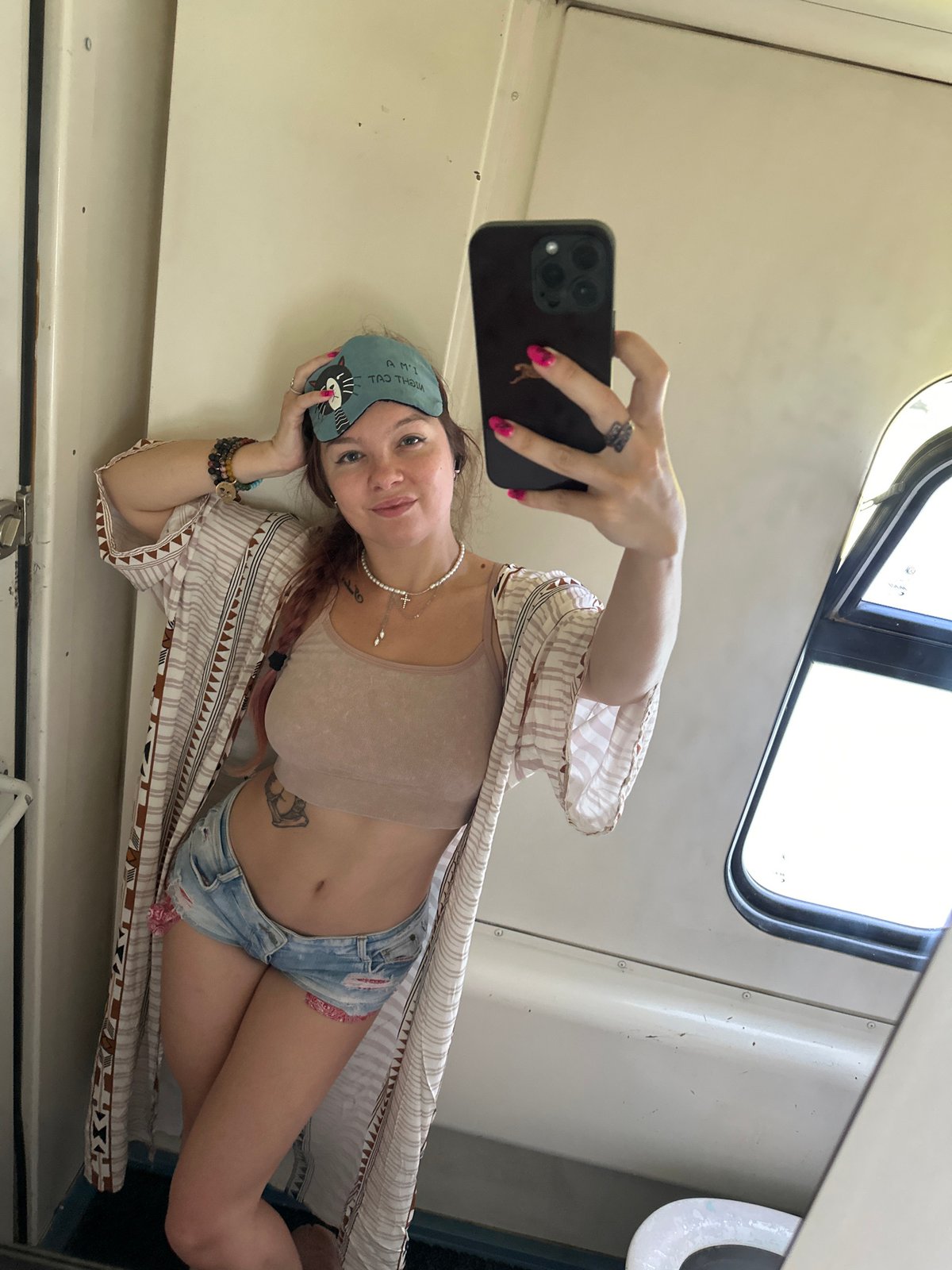 Woman takes consecutive selfies across two Russian villages