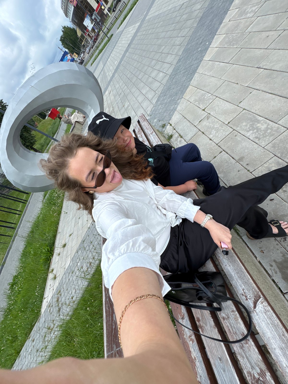 Casual morning in a Chaikovsky park, selfies and street life