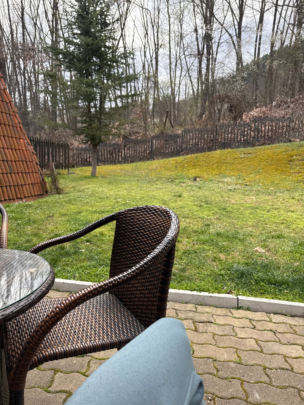 Morning patio scene captured in Etropole, Bulgaria