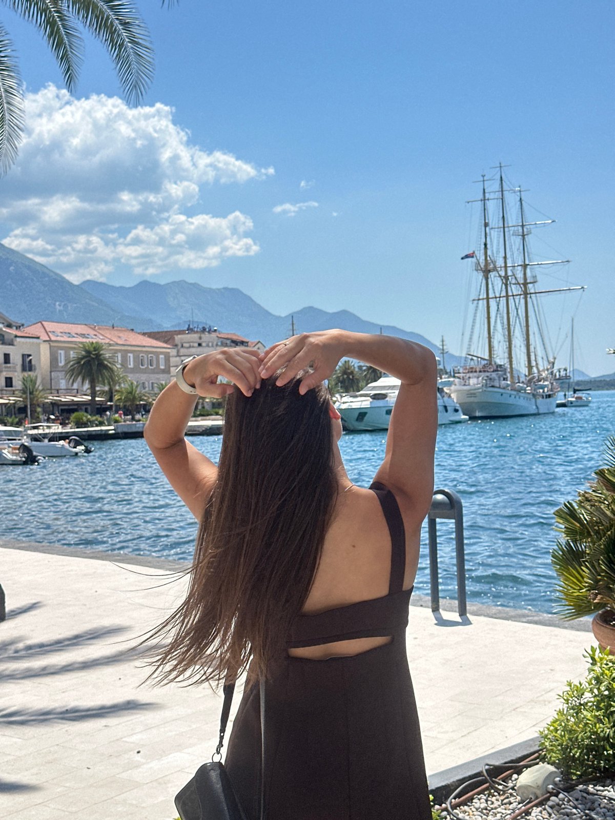 Summer morning at Porto Montenegro's waterfront marina