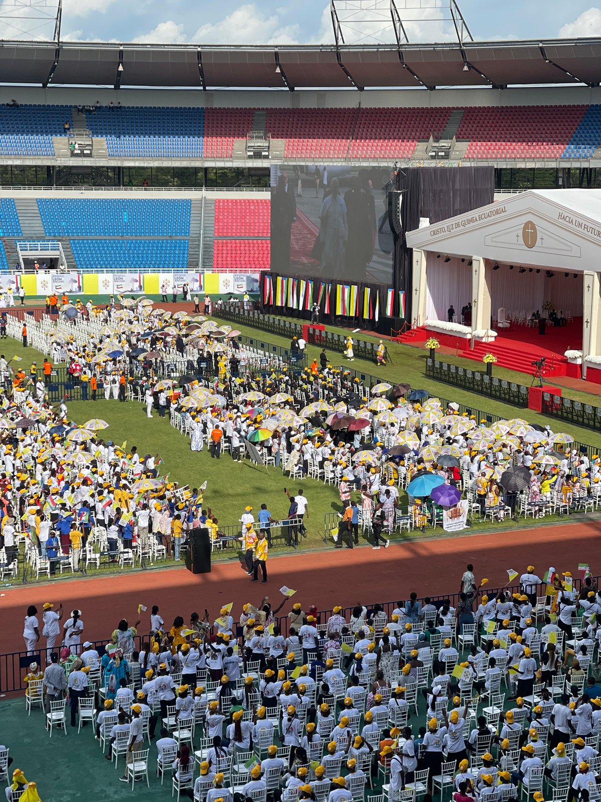Mass religious gathering fills stadium in Bata, Equatorial Guinea