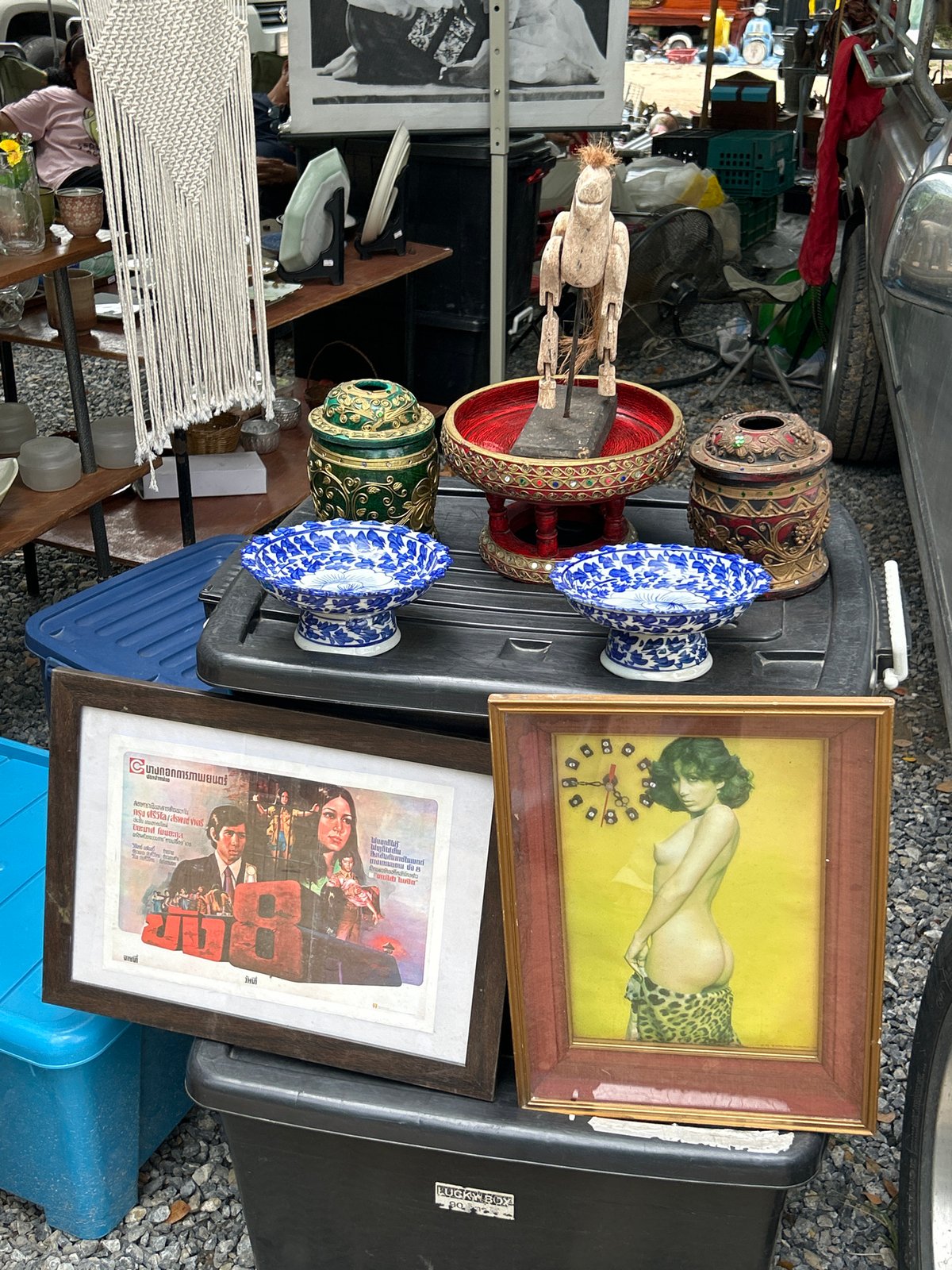Chiang Mai flea market packed with antiques, tools, and religious goods