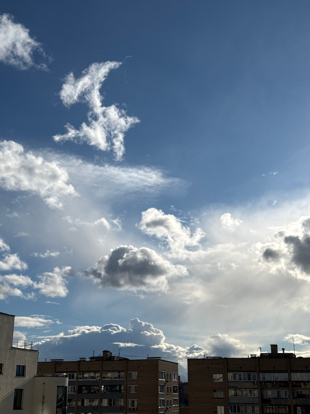 Dramatic weather divide observed across Moscow cityscape afternoon