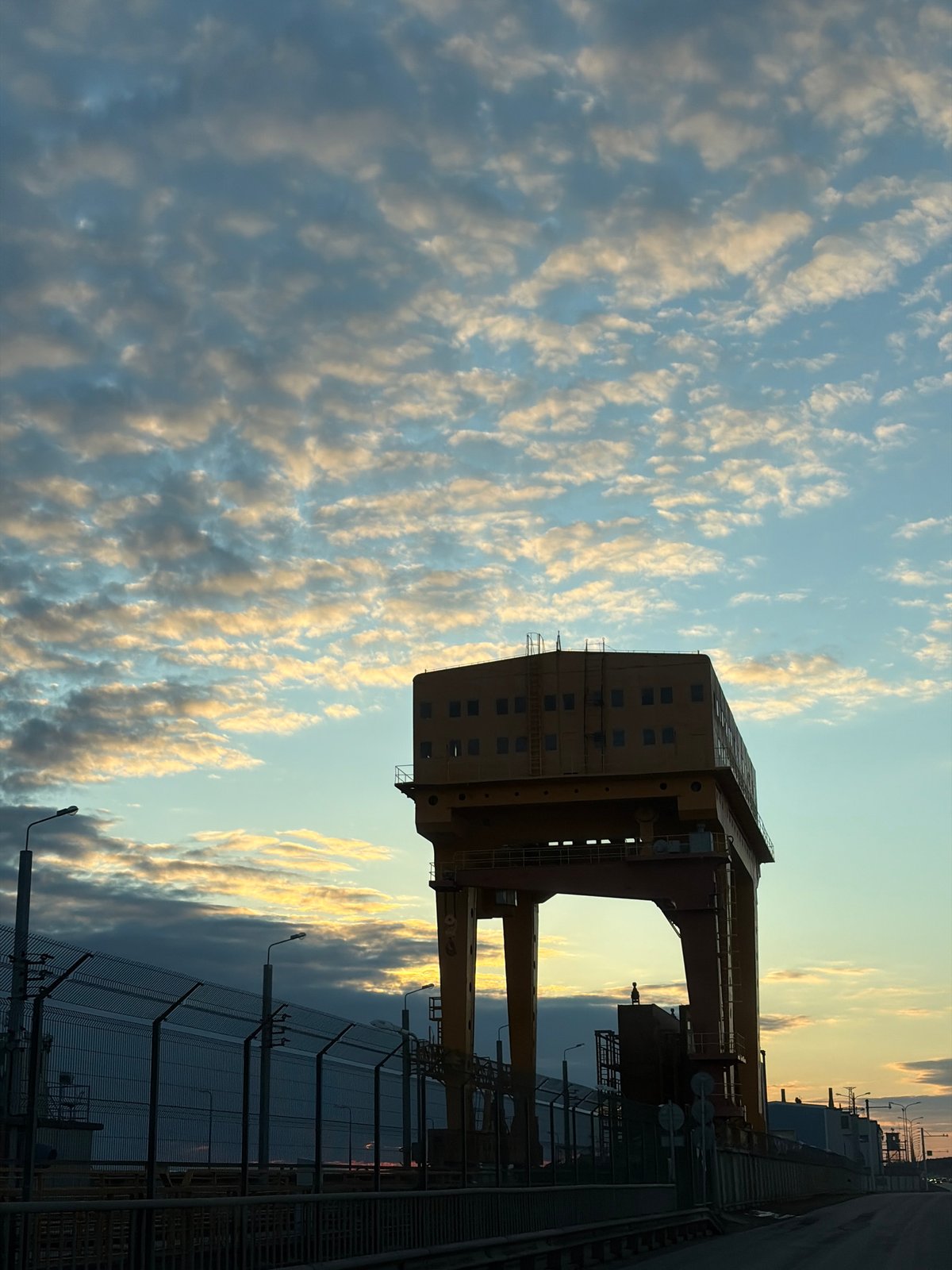 Yellow industrial structure observed in Chaikovsky, Russia