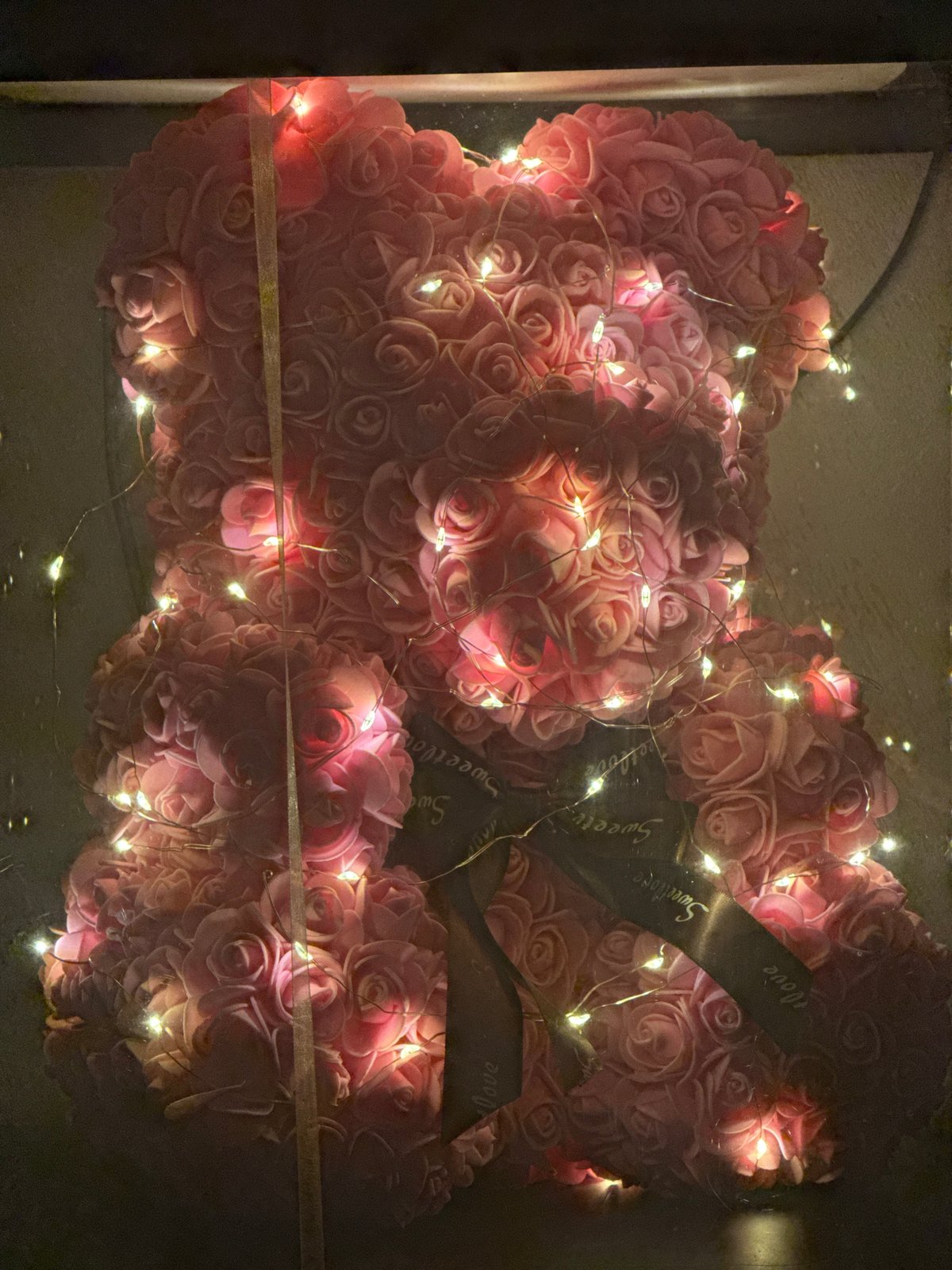 Illuminated rose bear with love message spotted in Sofia