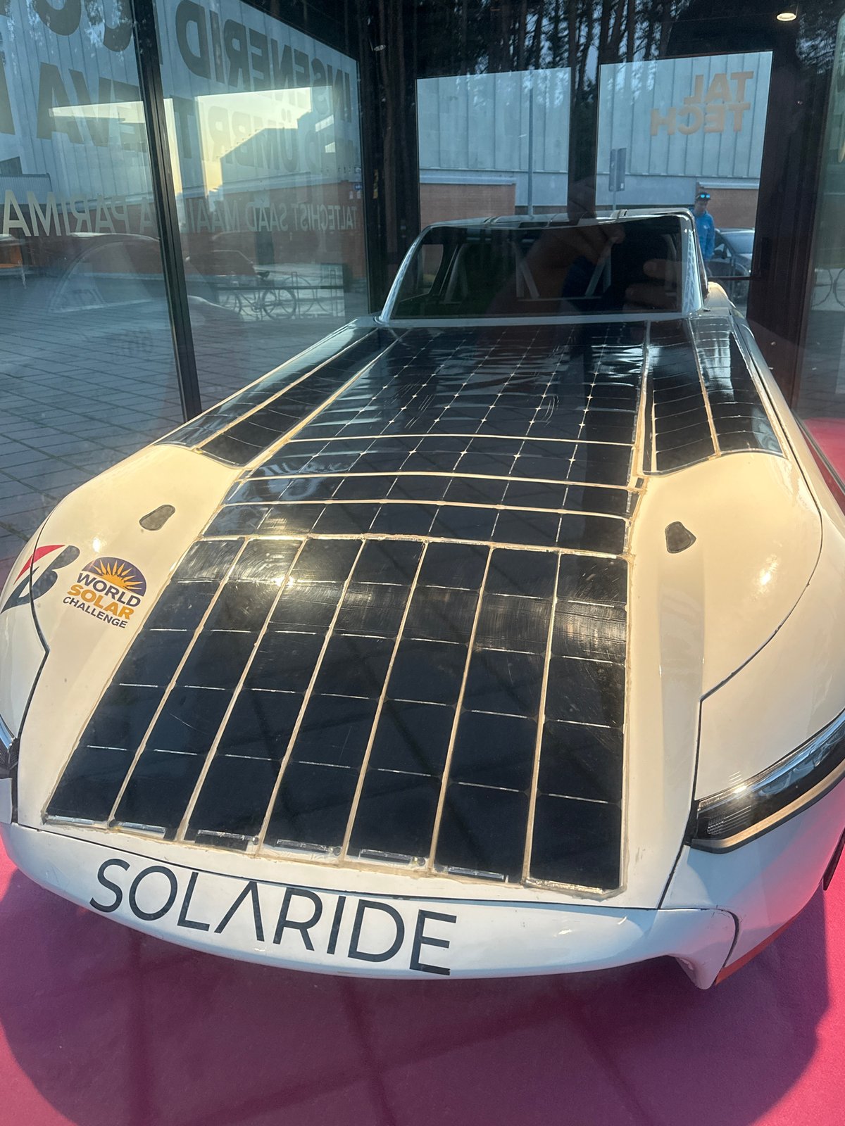 Solaride race car on public display in central Tallinn